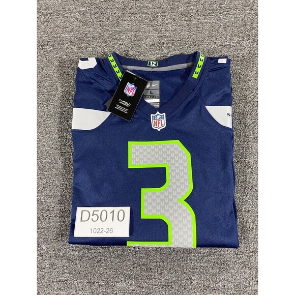 Nike Seattle Seahawks Jersey Mens Large Blue Russel Wilson Elite Football Shirt - Picture 12 of 12